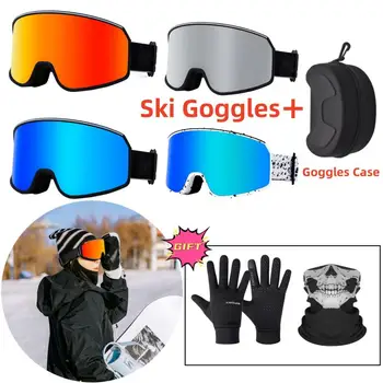 Profissional de Esqui Óculos de Homens, Mulheres Anti-nevoeiro Cilíndrica de Esquiar na Neve, Óculos de Proteção UV Inverno Adulto Esporte Snowboard Gafas de Esqui
