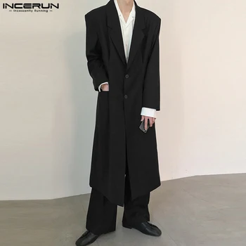 INCERUN 2023 Homens muito Estilo Blazer de Cor Sólida Lapela de Manga Longa, Botão Casual se ajustar Streetwear coreano Moda Masculina Coats S-5XL