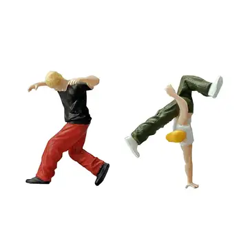 1/64 Figura Dançarino de Rua em Miniatura em Resina Boneca para Diorama ambiente de Trabalho Ornamento de Fadas do Jardim do Modelo de Arquitetura de Micro Paisagem