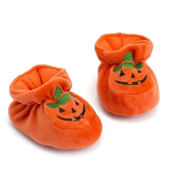 Halloween transfronteiras de veludo antiderrapante macio, com sola de sapatos de bebê Abóbora sapatos sapatos de Criança 0-1 anos de idade