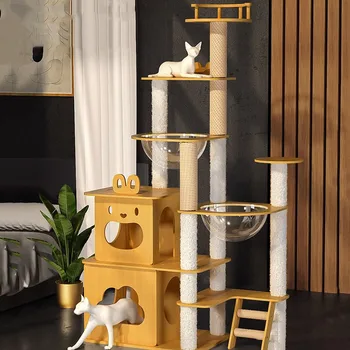 Madeira Gato Plataforma de Escalada com borne de risco Gato Torre de Teto Árvore de Apartamento Escalada Quadro de Brinquedo do seu animal de Estimação para Gatinhos