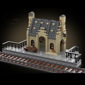MOC Estação de Trem Street View a Construção de modelos de Casa de trilho de Trem Estação de Hogsmead Castelo de Tijolos de Brinquedo das Crianças Presentes